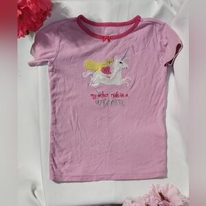 Gymboree Girls Pink Unicorn Graphic Short Sleeve T-Shirt Size 10 EUC